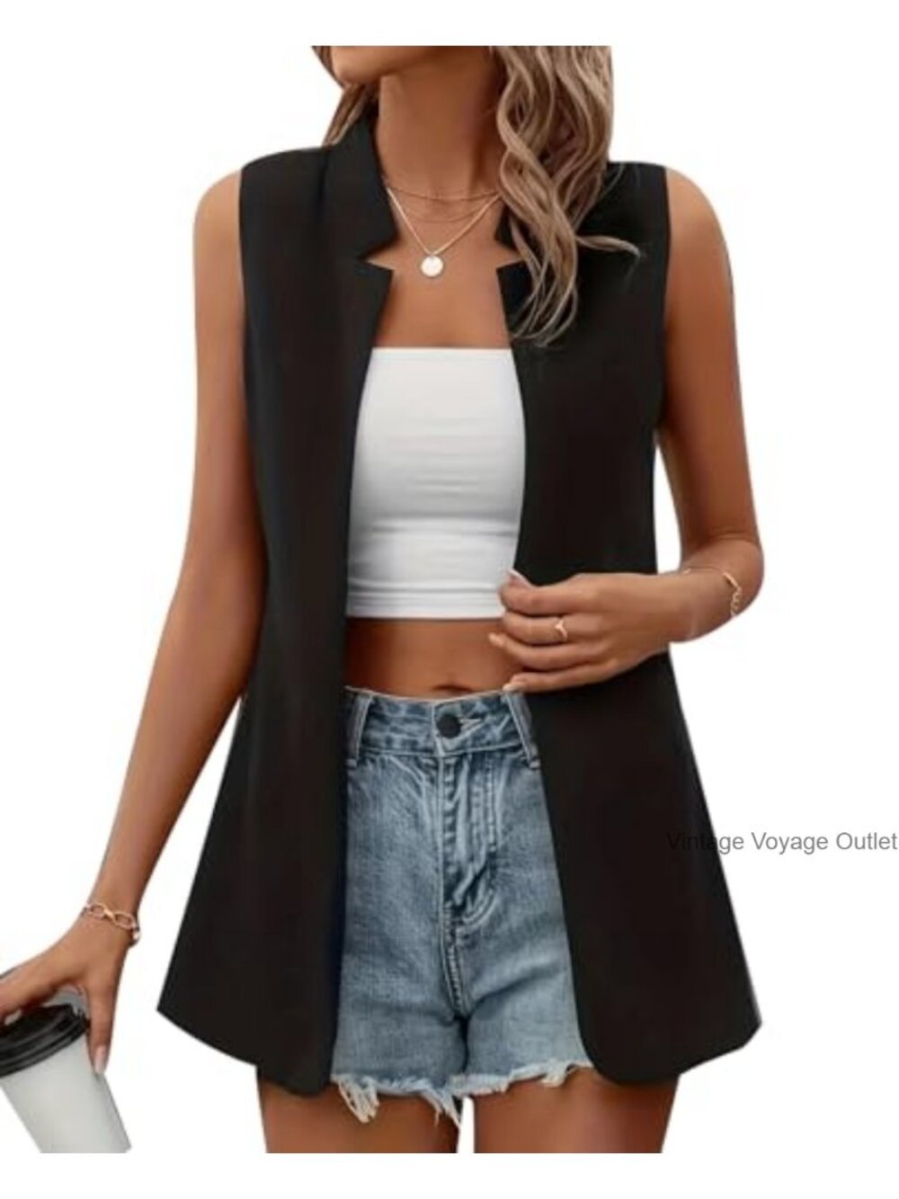 MINTLIMIT Women's Sleeveless Blazer Vest Casual Open Front Lightweight Jacket